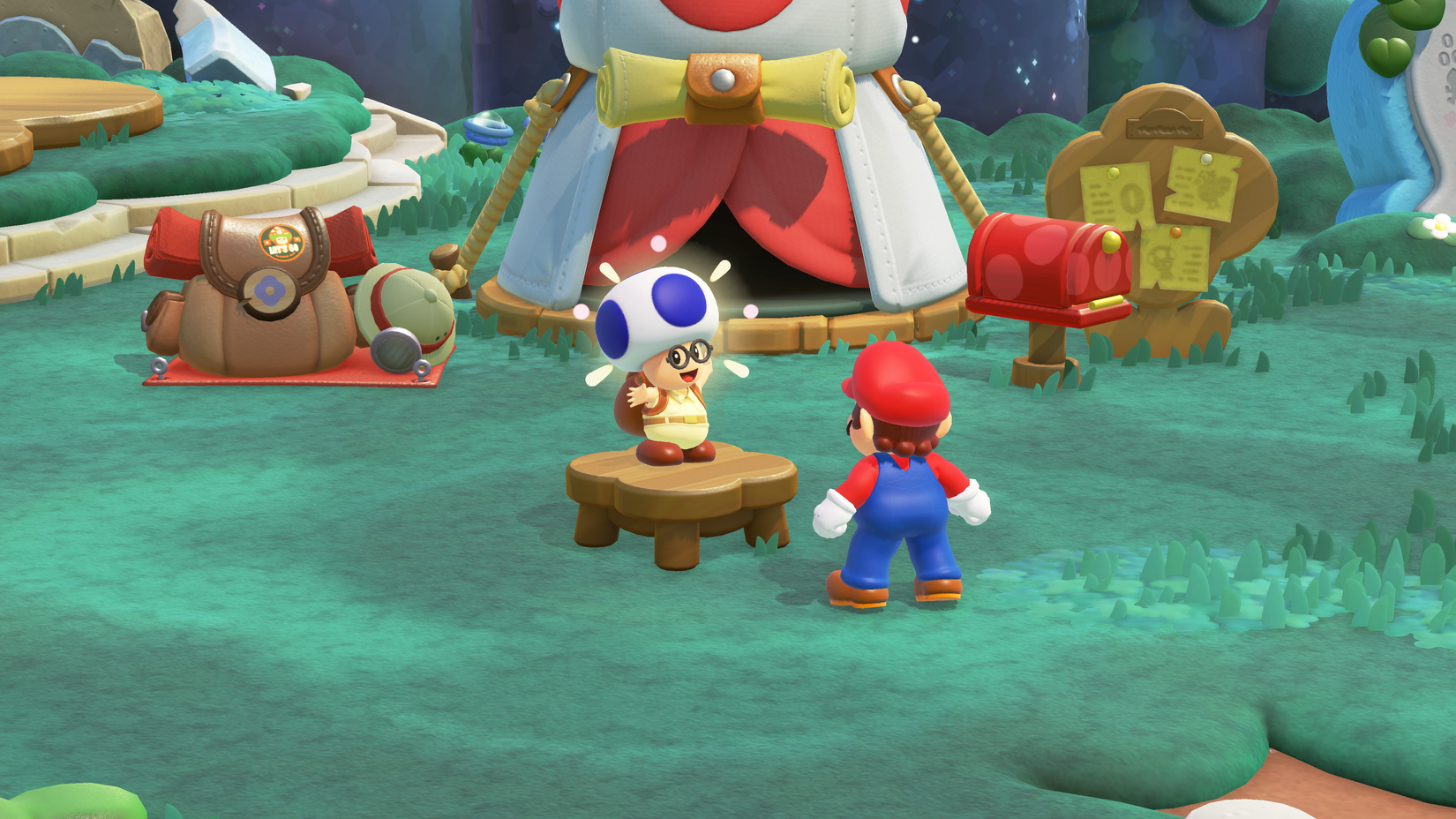 Toad sits on a stool in Super Mario Bros Wonder DLC on Switch 2