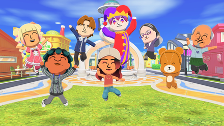 Some Miis jump for joy in Tomodachi Life: Living the Dream