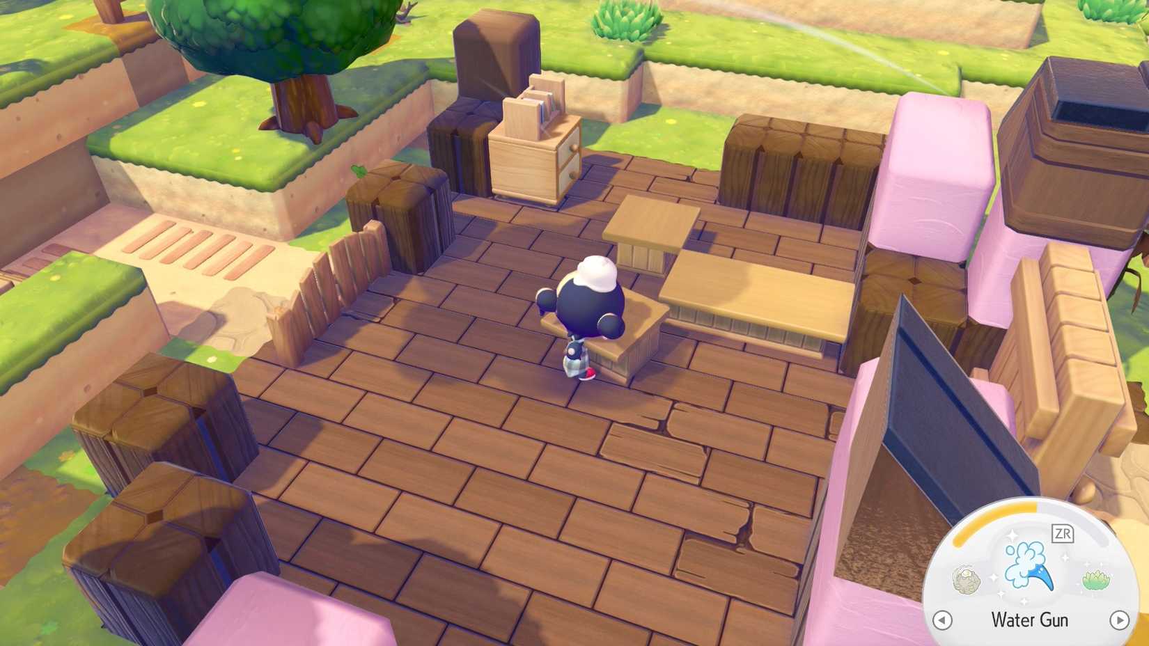 A Ditto takes a table counter in Pokopia