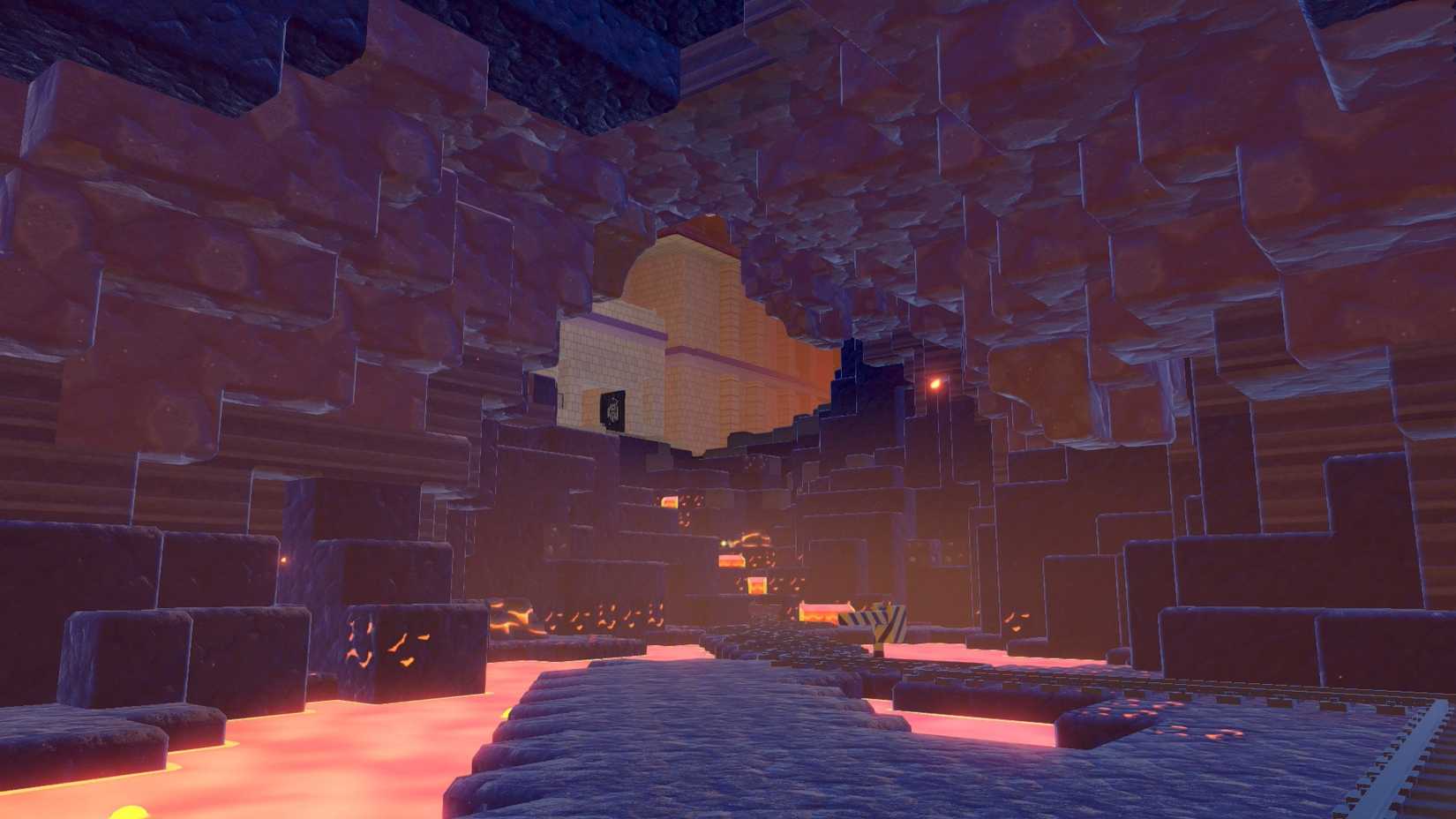 A museum building tucked in stone above lava in Pokopia