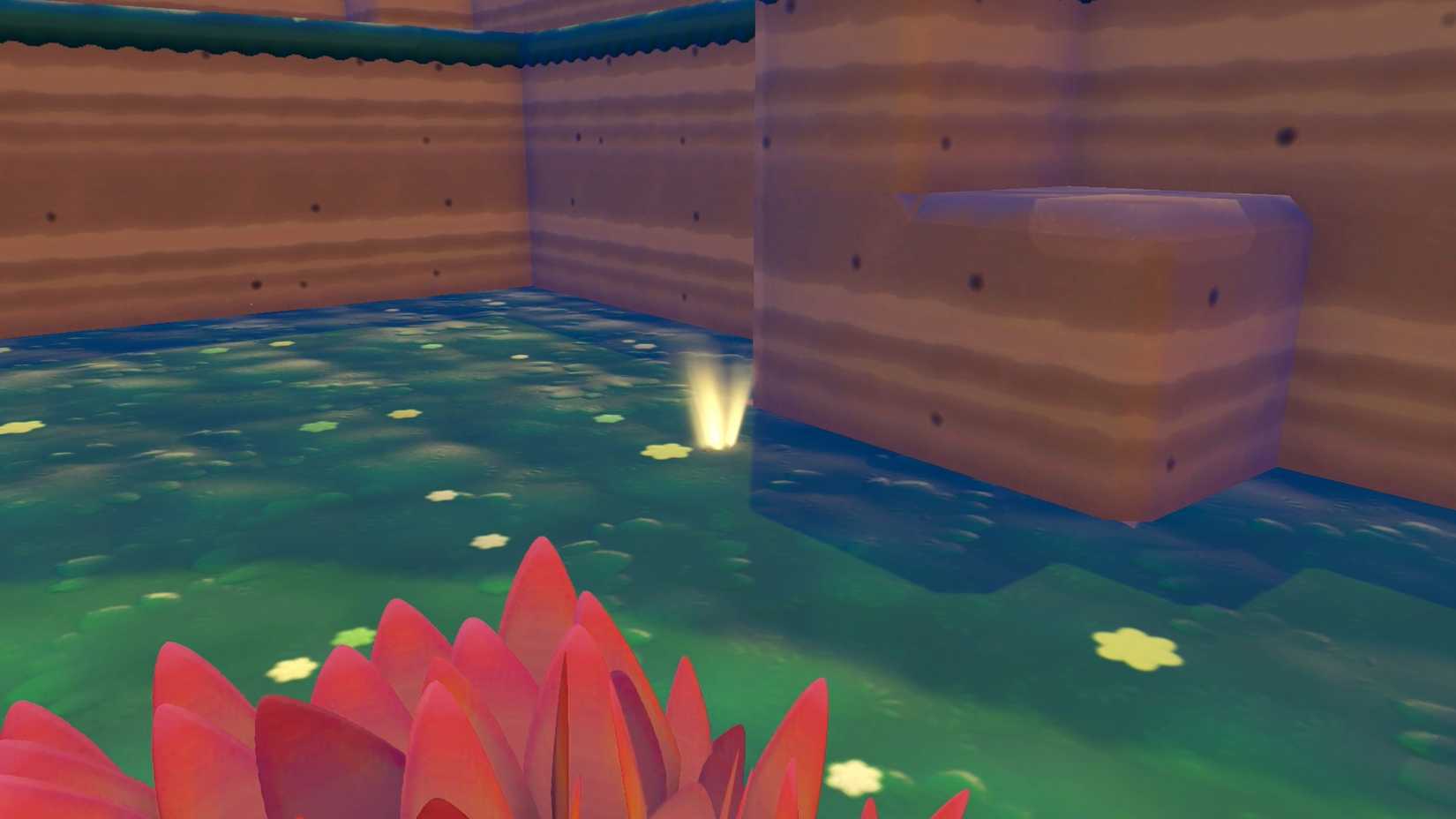 A glowing spot in the ground in Pokopia