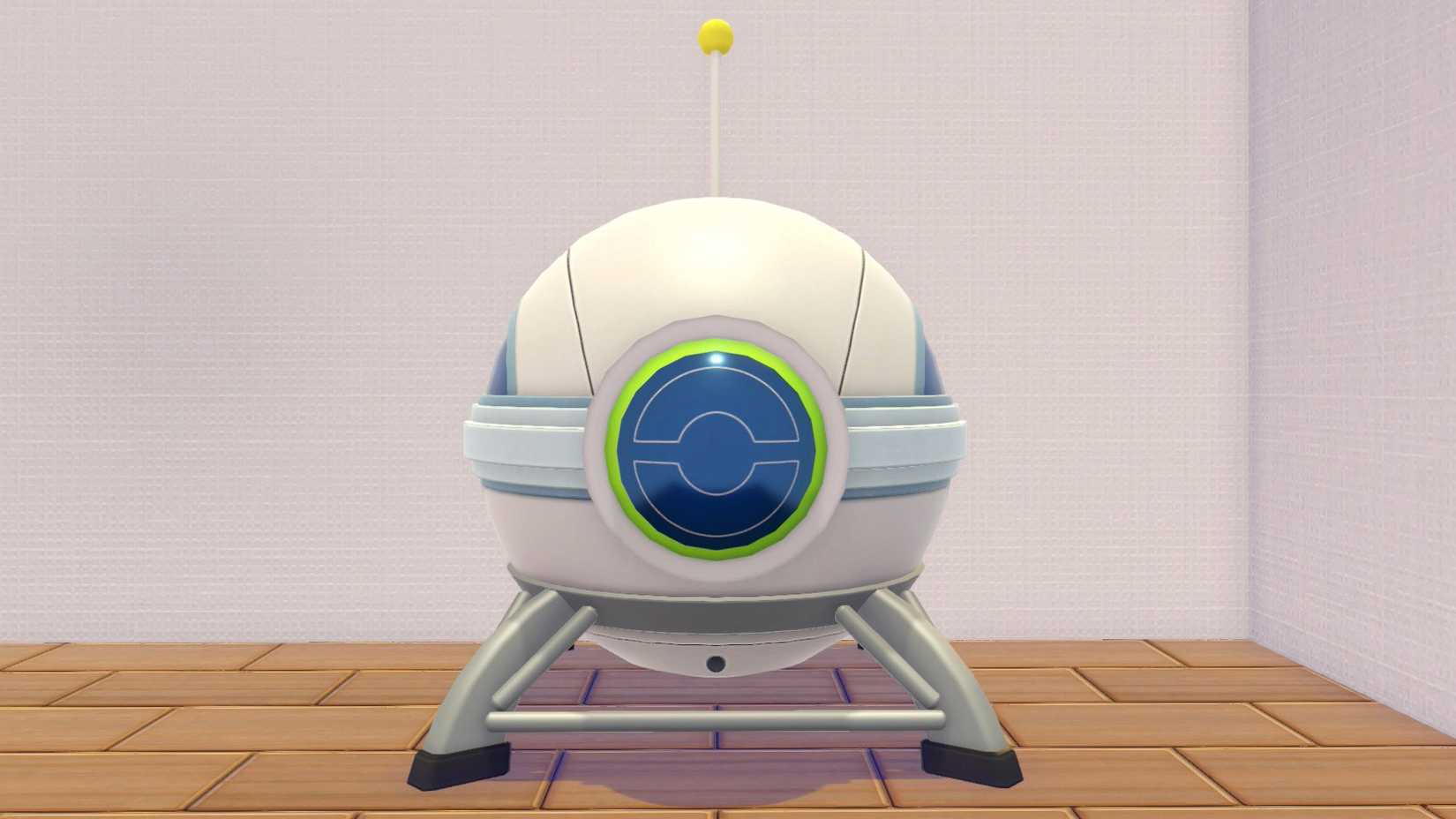 A round spaceship in Pokopia.