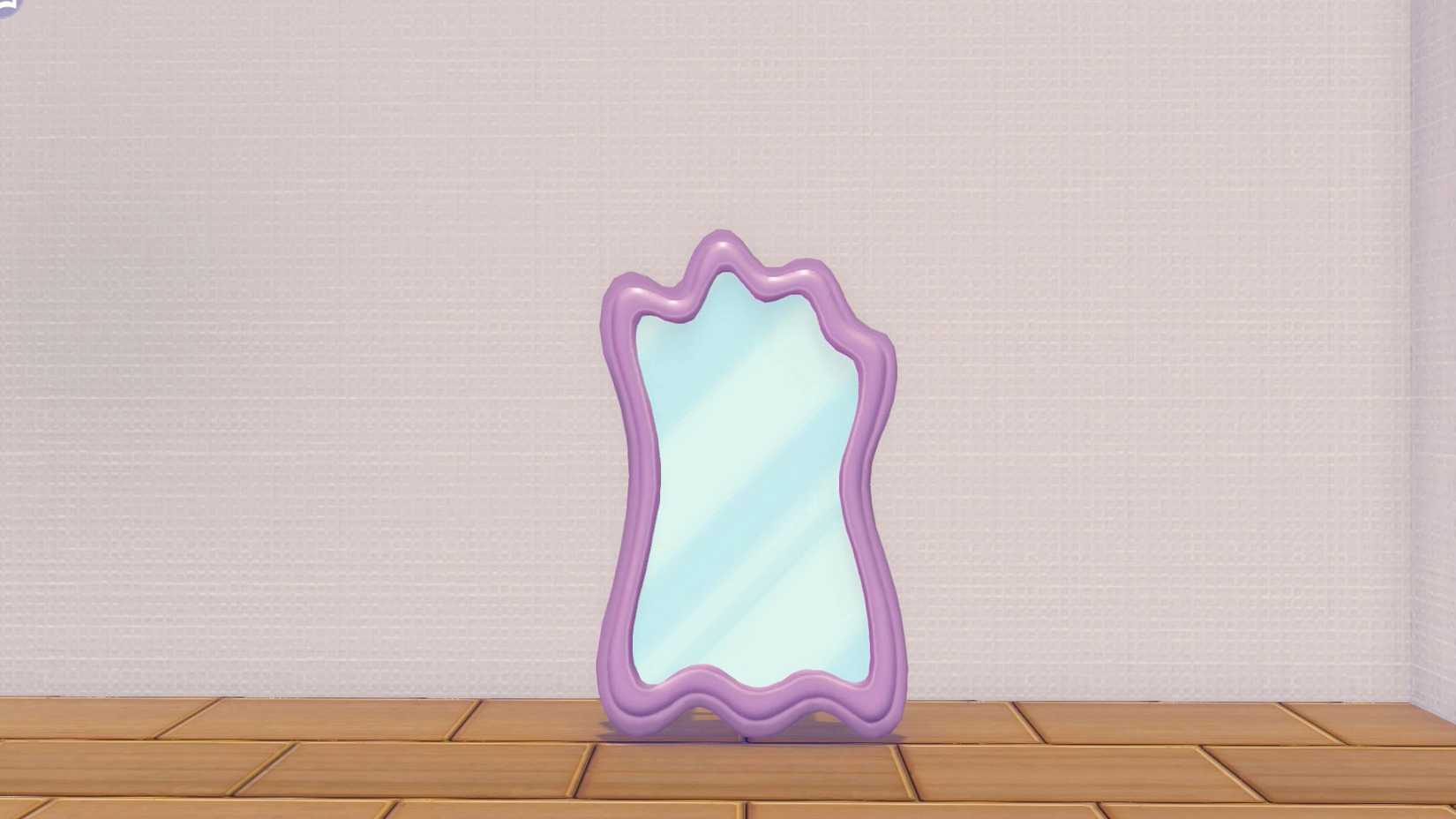 A mirror with a wiggly purple exterior, resembling the shape of a Ditto in Pokopia.