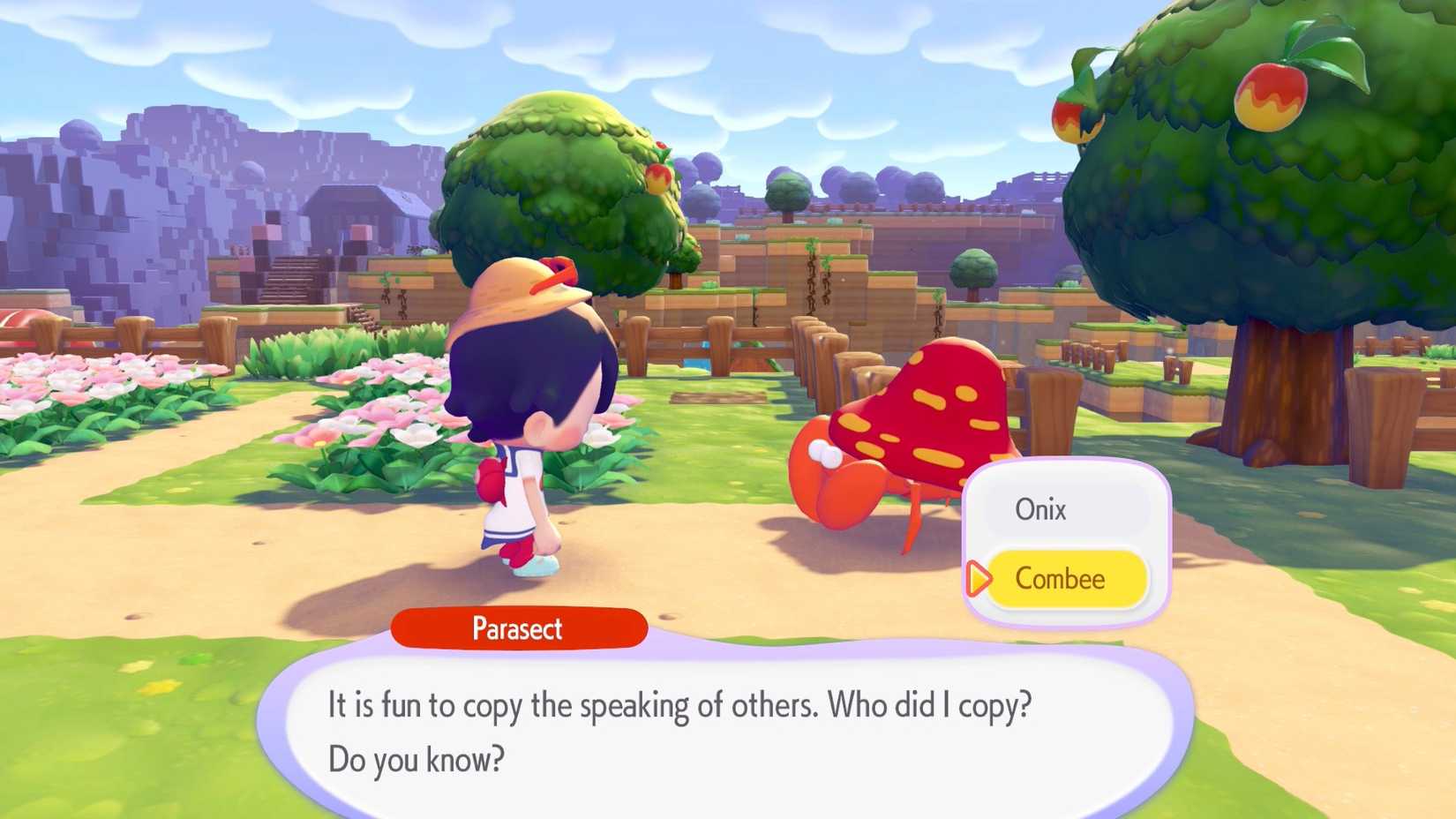 A Parasect asks which Pokémon it was imitating in Pokopia.