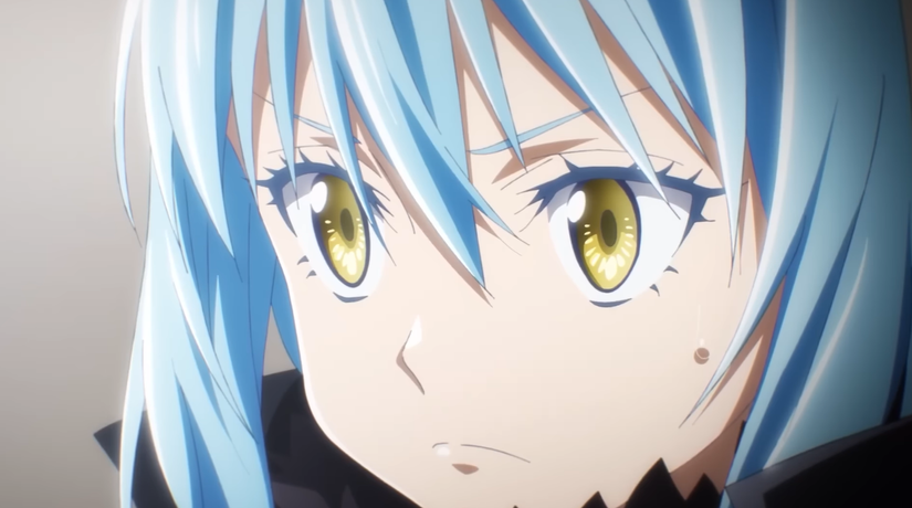 A close-up of the blue haired Rimuru Tempest in That Time I Got Reincarnated as a Slime season 4