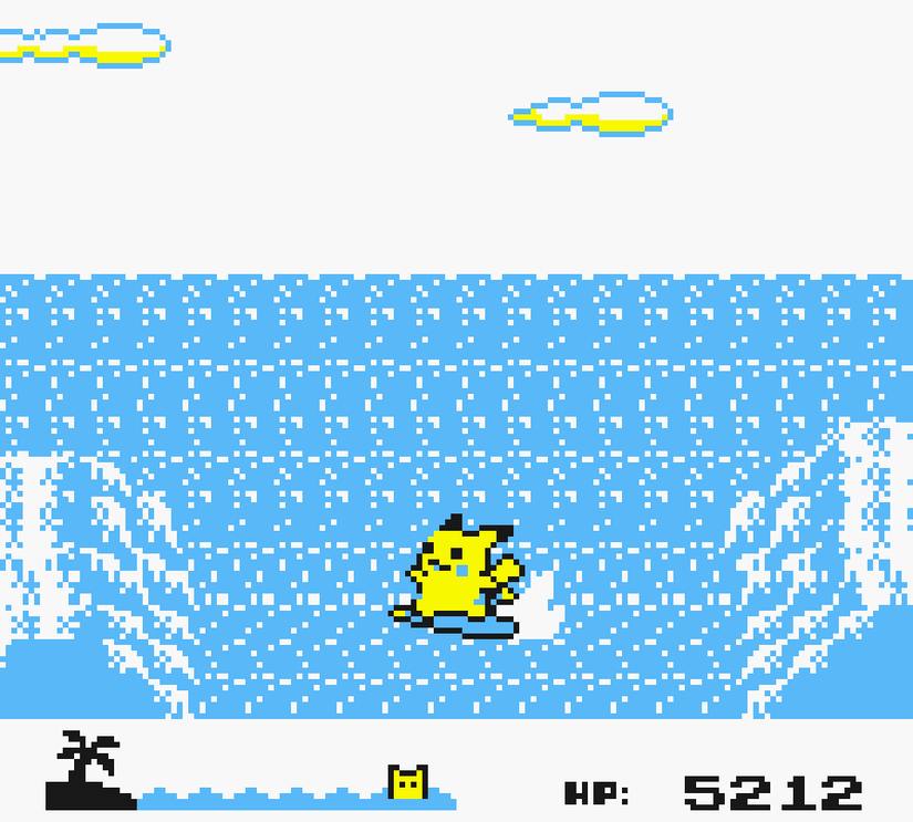 Gameplay of Pikachu's Beach, a Pokemon mini game