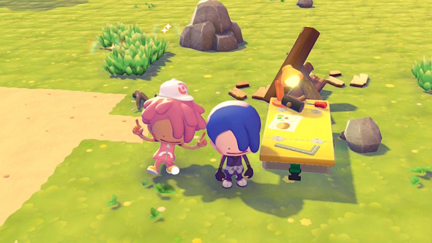 Two players in Pokopia playing via GameShare