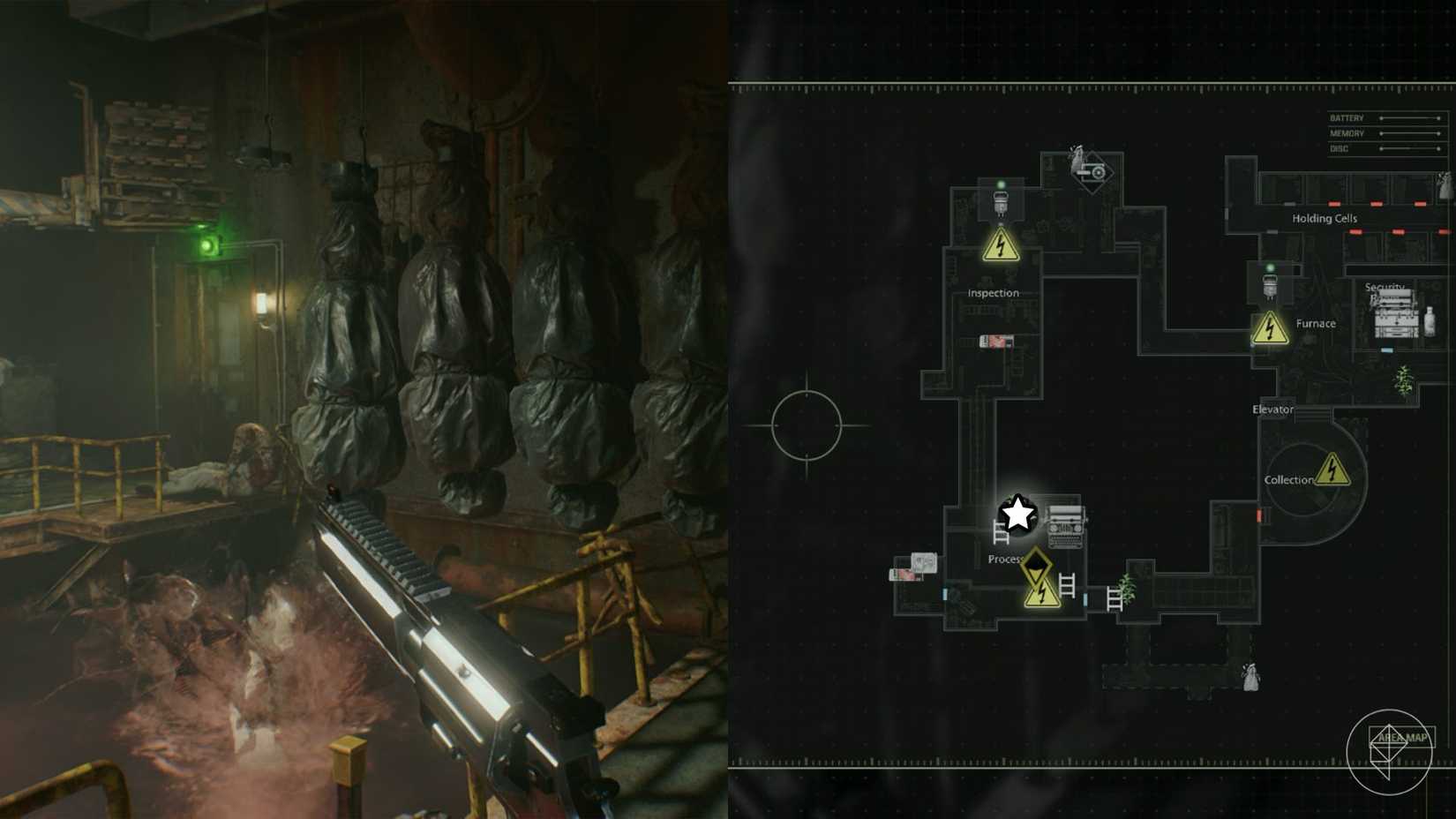 Hanging bodies being dropped into a vat of bloody water in Resident Evil Requiem.