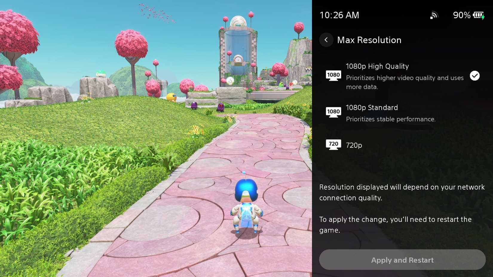 PlayStation Portal UI resolution settings