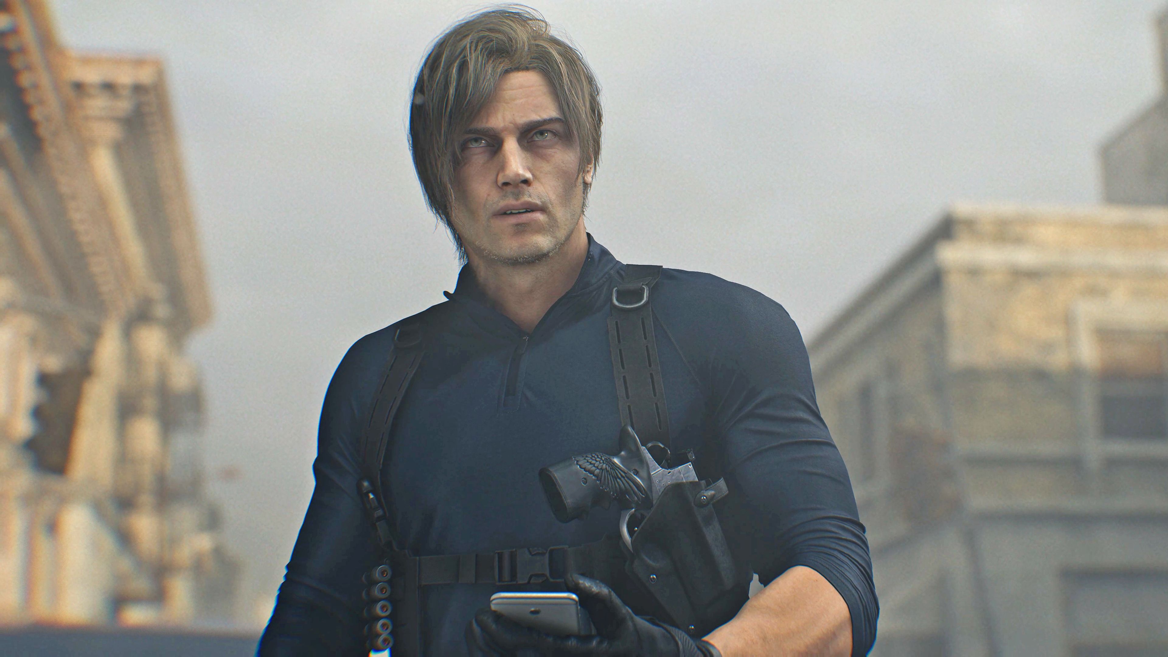 A picture of Leon as he enters East Raccoon City in Resident Evil Requiem.