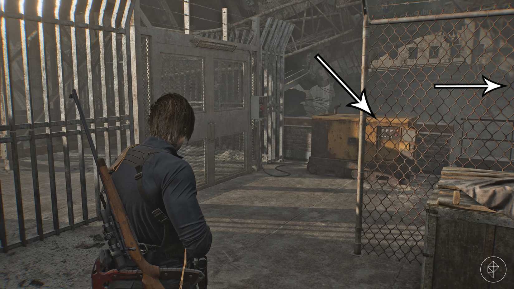 An unpowered gas engine in East Raccoon City in Resident Evil Requiem.