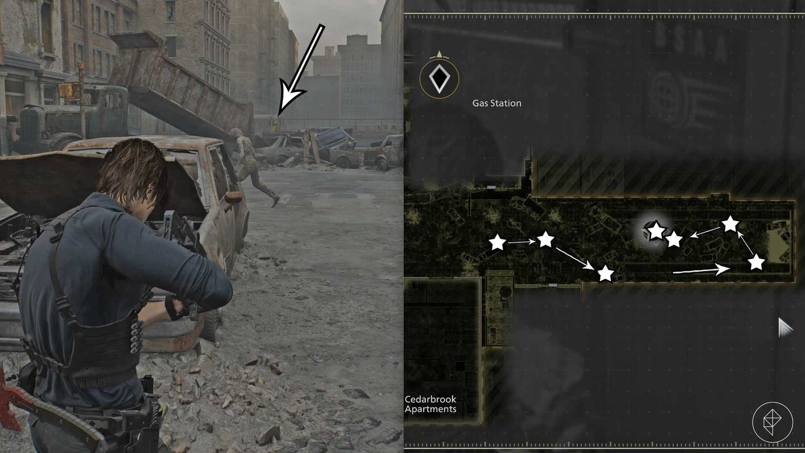 Optional loot locations on the east side of Resident Evil Requiem's East Raccoon City.