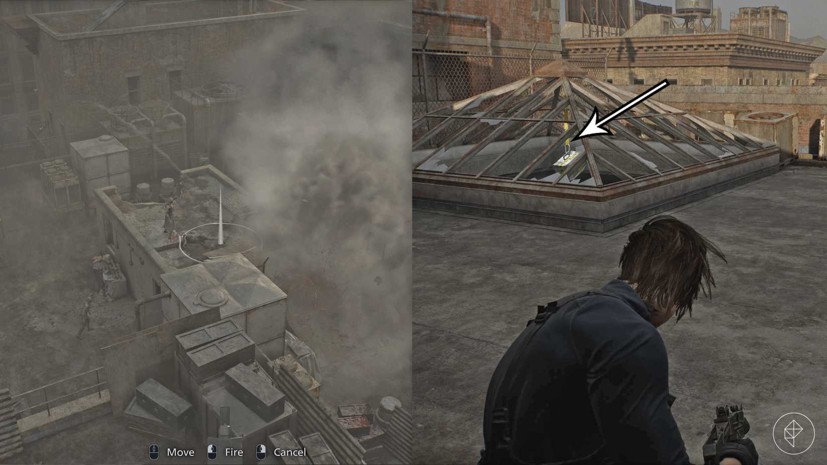 Leon uses the mortar in Resident Evil Requiem's East Raccoon City.