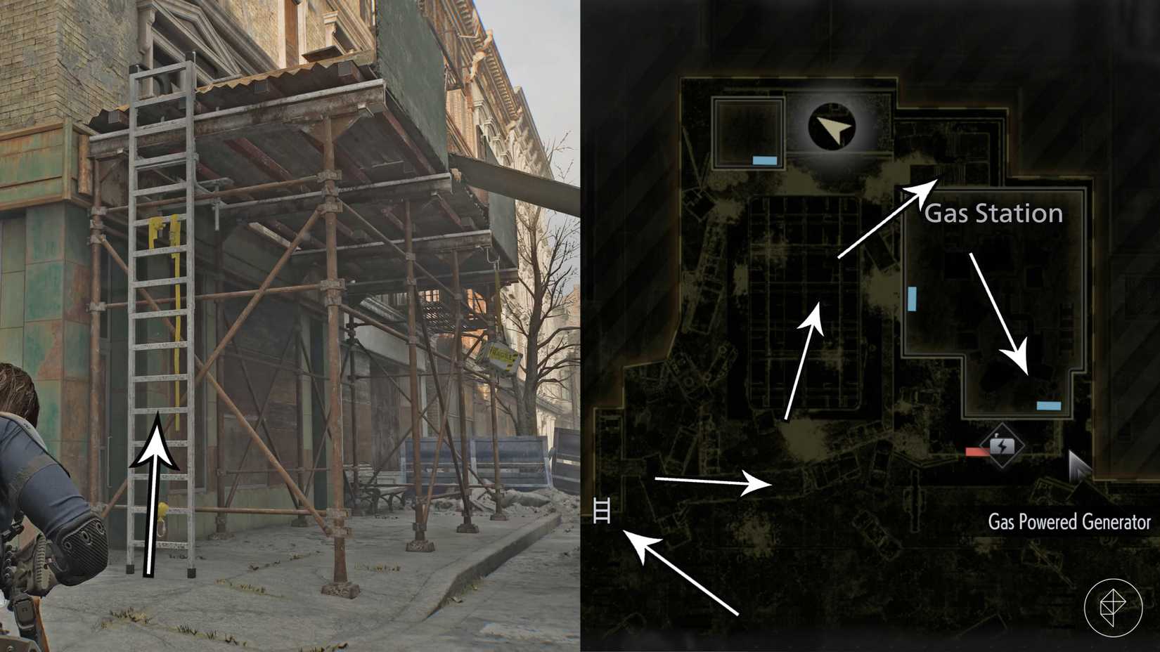 The path to the gas can in Resident Evil Requiem's East Raccoon City.