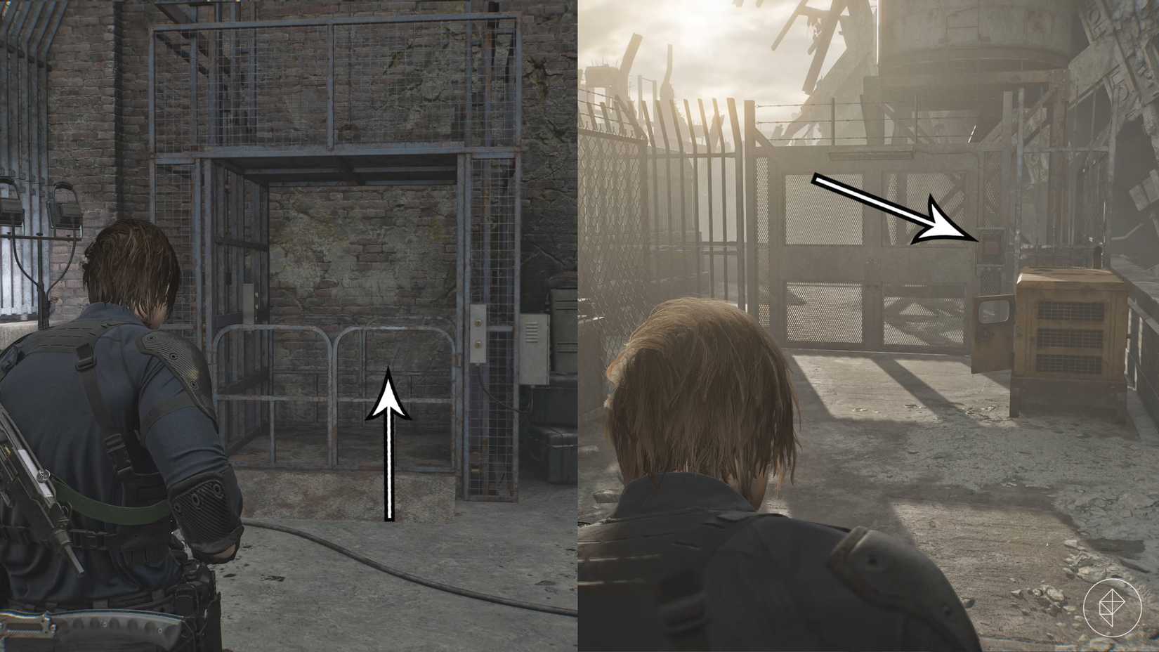 An elevator leading to the gas-powered engine in Resident Evil Requiem.