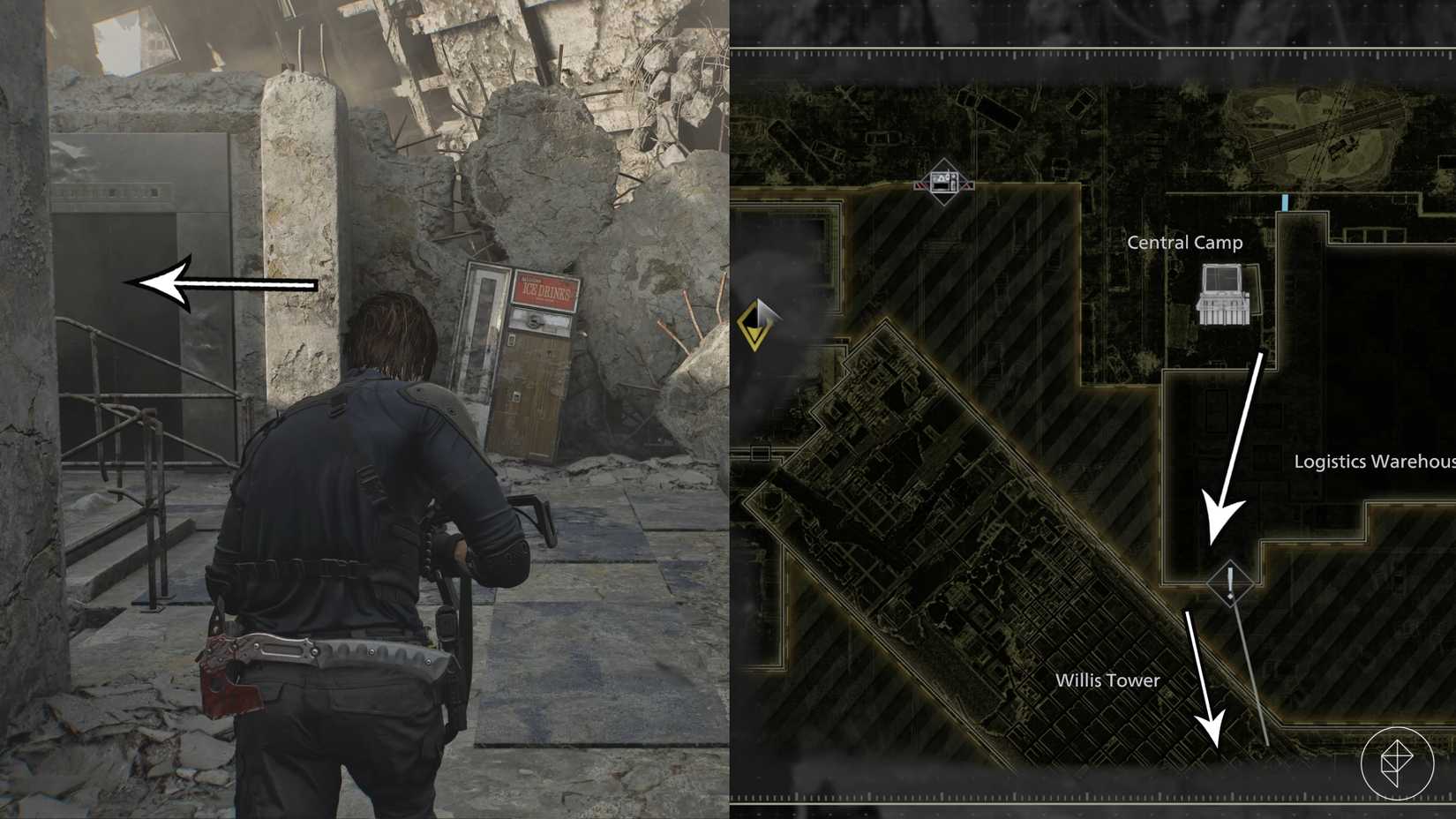The path through Willis Tower in Resident Evil Requiem.