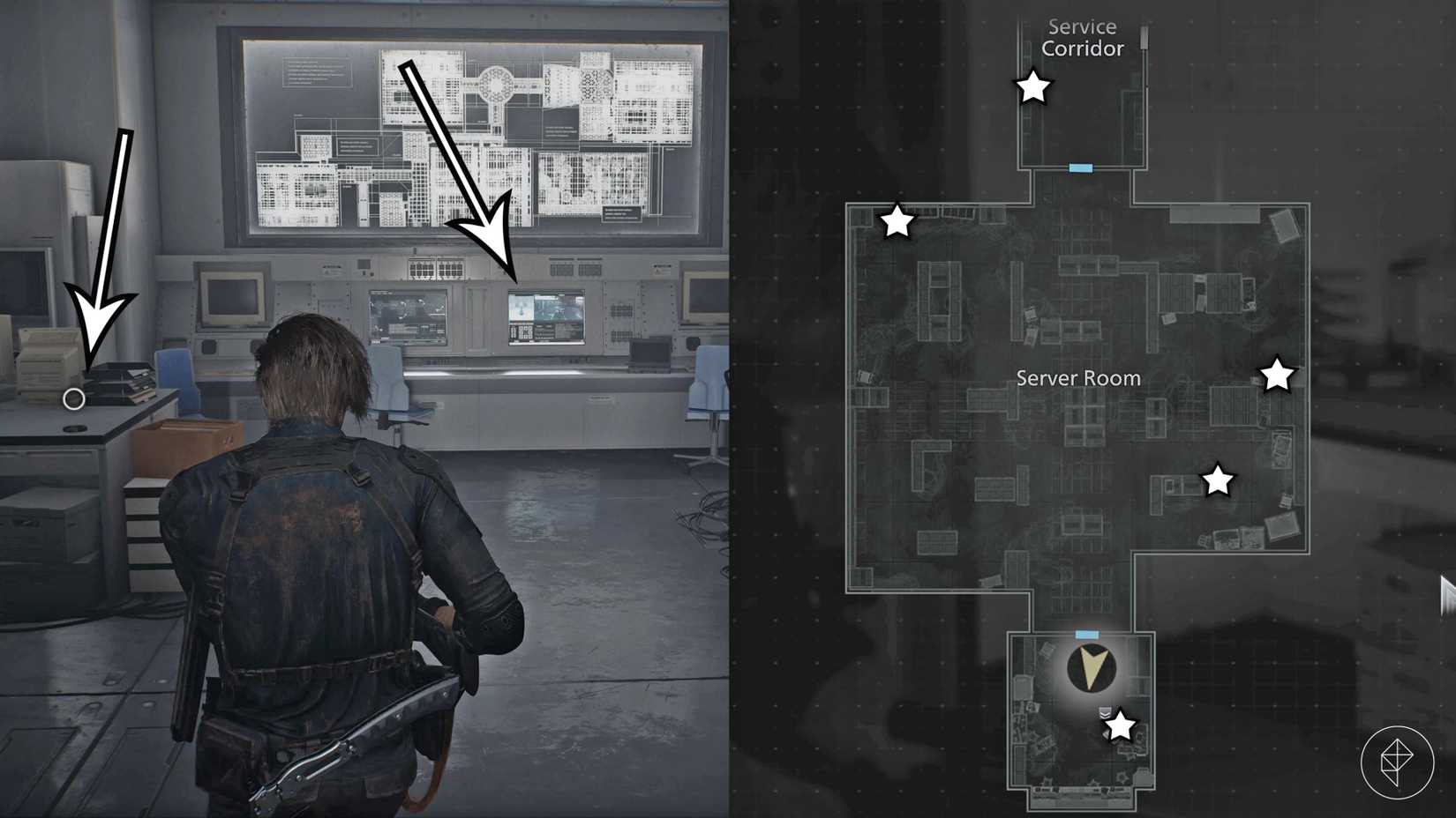 Leon enters the ARK server room in Resident Evil Requiem.