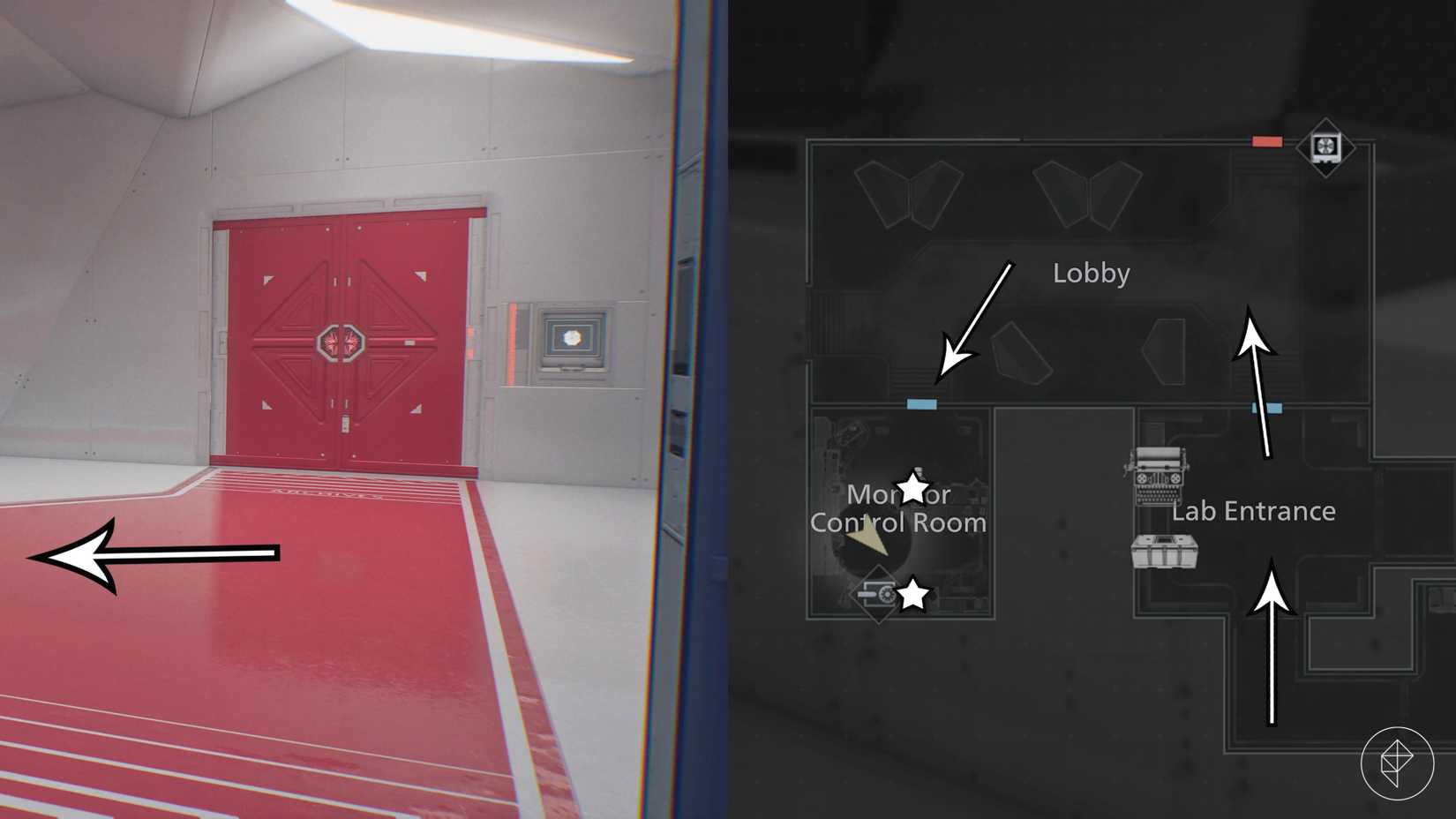 The red door in Resident Evil Requiem's ARK building.