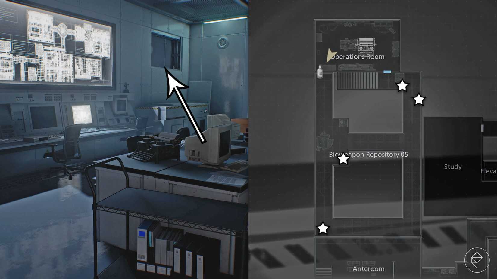 A hatch leading to more loot locations within ARK in Resident Evil Requiem.