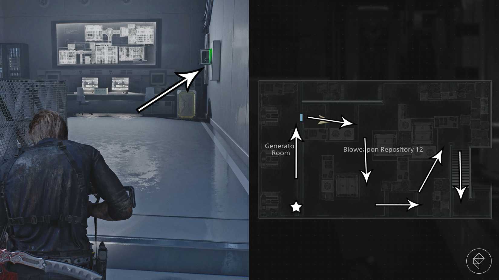 Leon obtains an override key in Resident Evil Requiem.