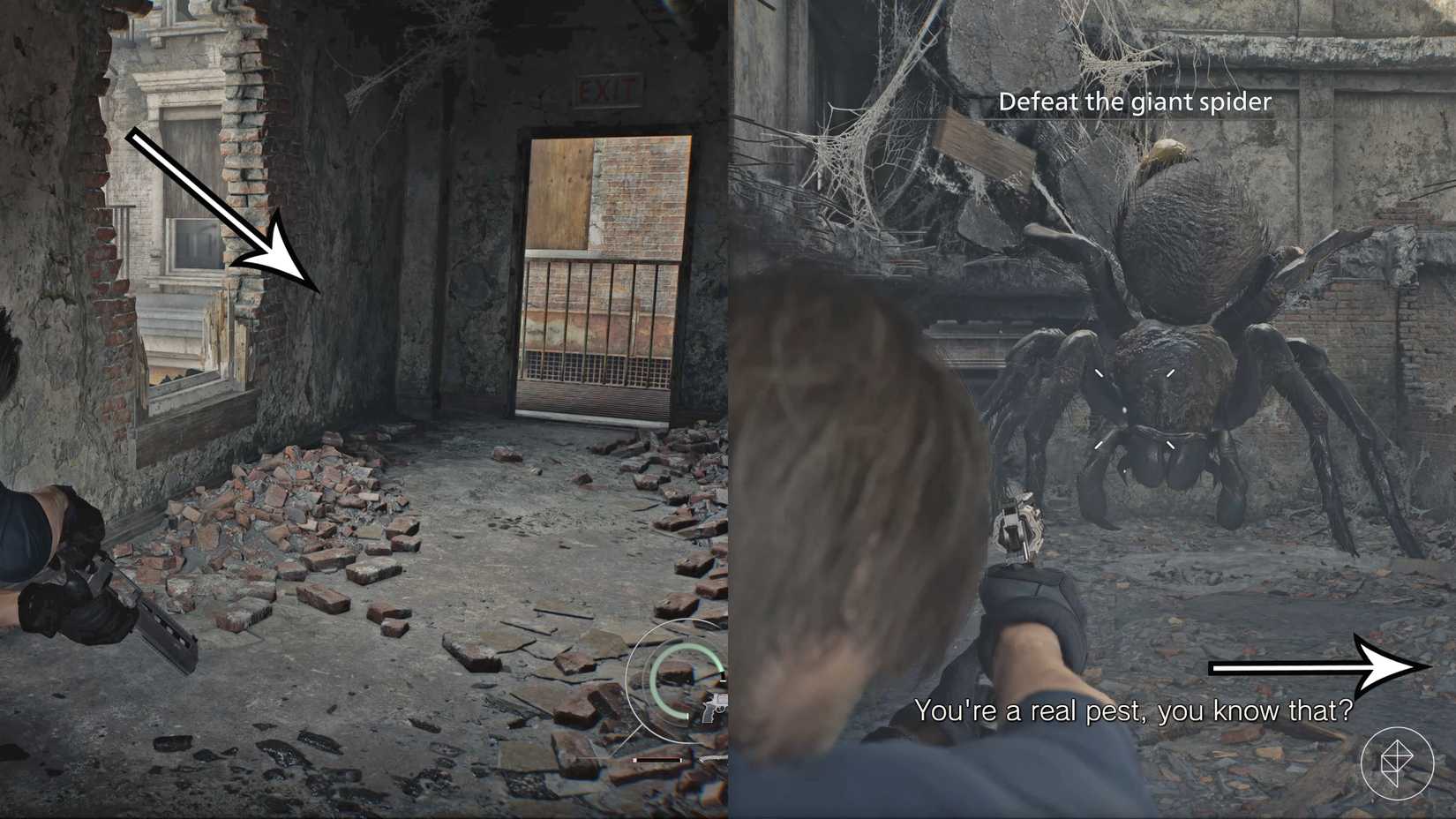 The path to the Giant Spider boss in Resident Evil Requiem.