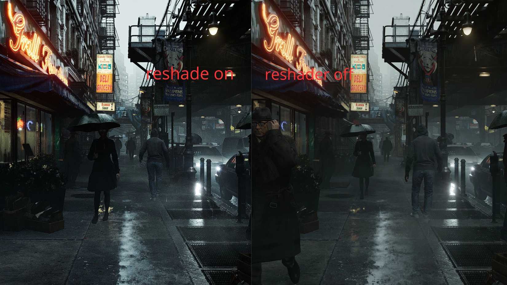 A side-by-side comparison is Resident Evil Requiem with a reshader mod enabled