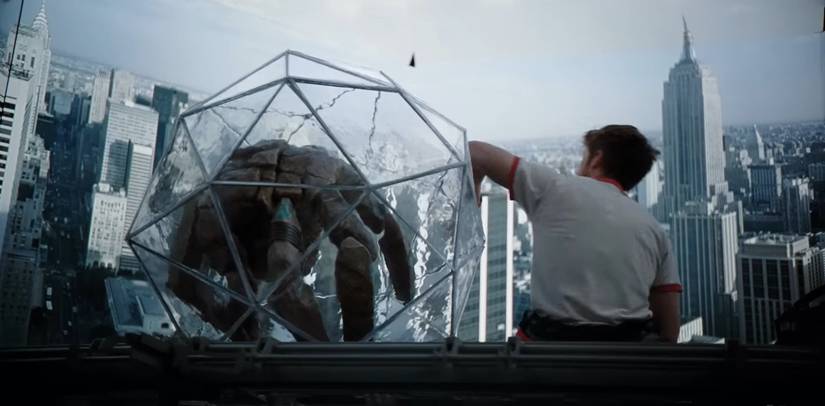 Rocky and Grace look at image of NYC