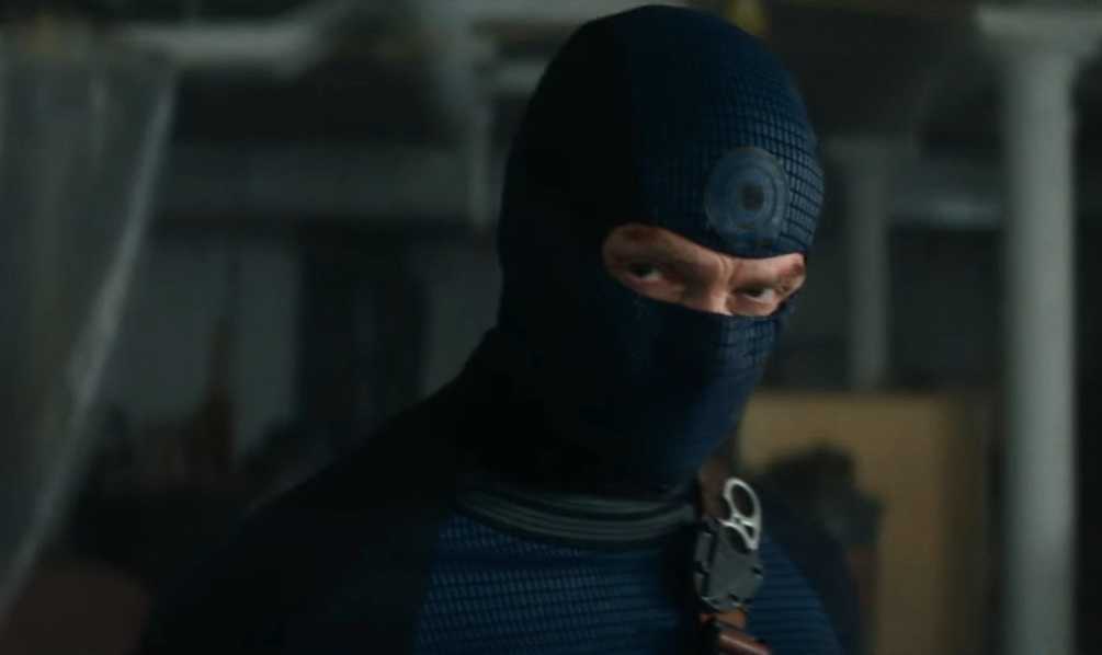 Bullseye in his mask