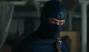 Bullseye in his mask