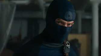 Bullseye in his mask