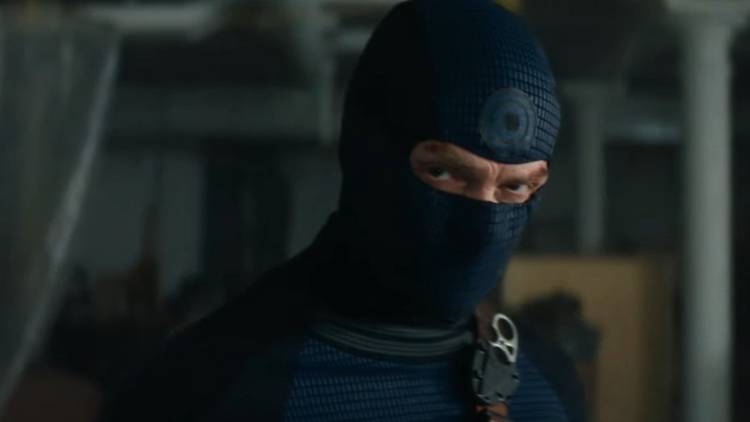 Bullseye in his mask
