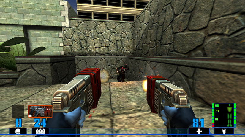 Blade shoots two pistols in Sin Reloaded.