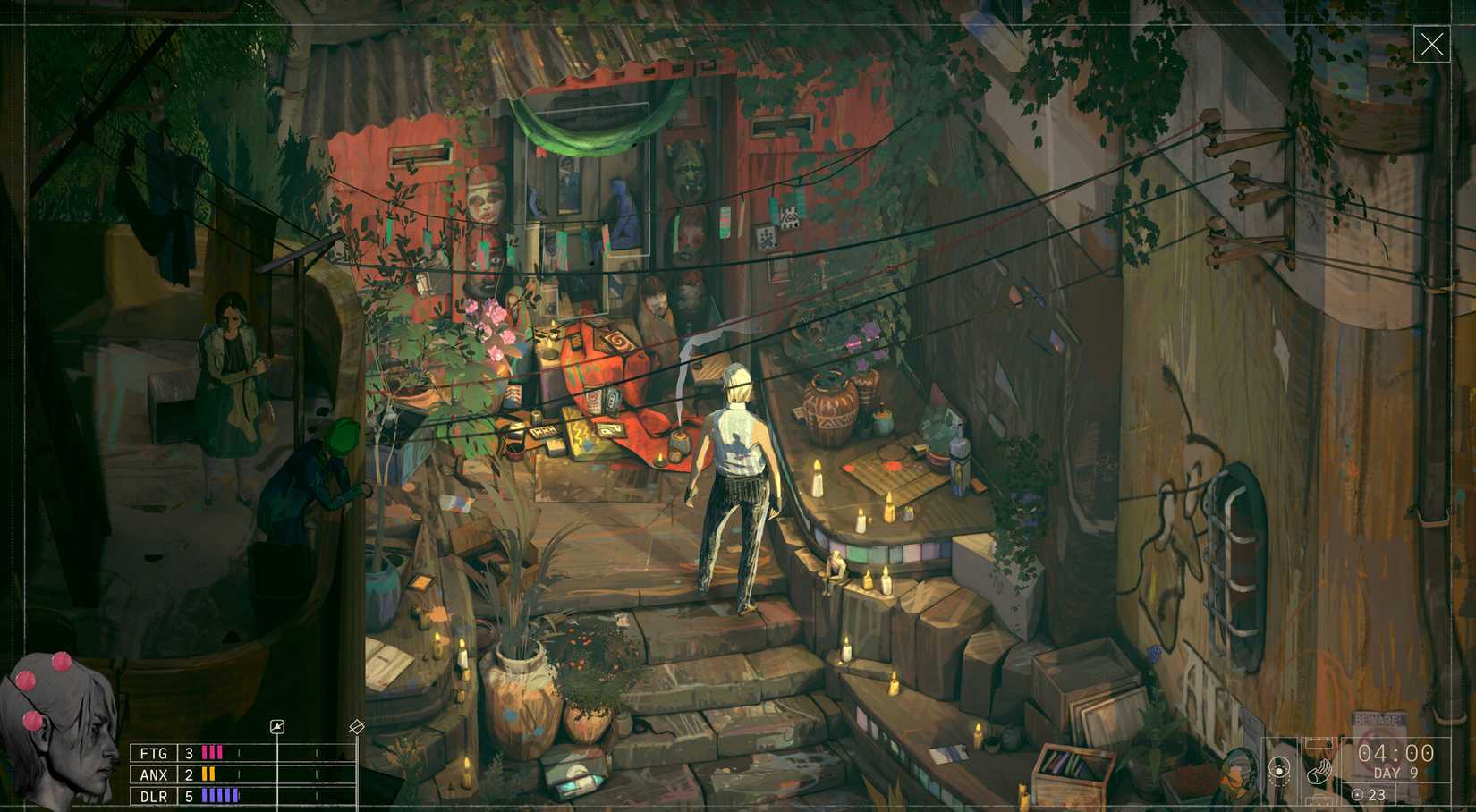 The main character of Zero Parades approaches a desk in Zero Parades key art