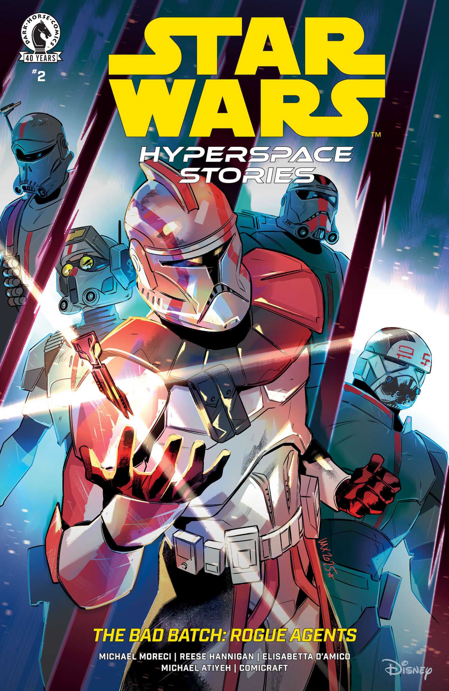 Cover art from Star Wars Hyperspace Stories - Rogue Agents. It features a Clone Trooper, highlighted in red, with the Bad Batch clones in the background.