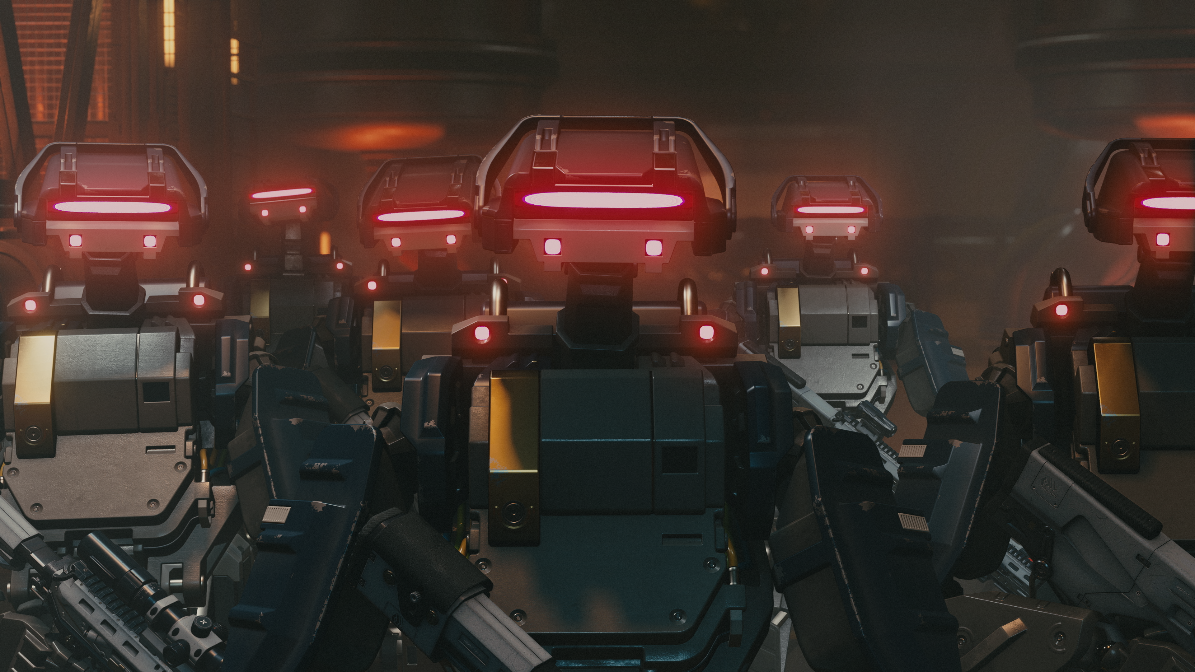 An army of Terran Armada robots in Starfield