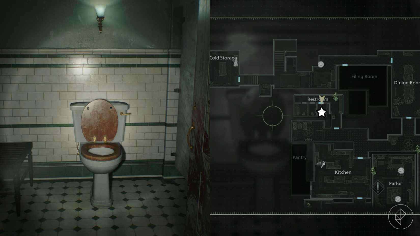 Toilet location marked on the map of Resident Evil Requiem.