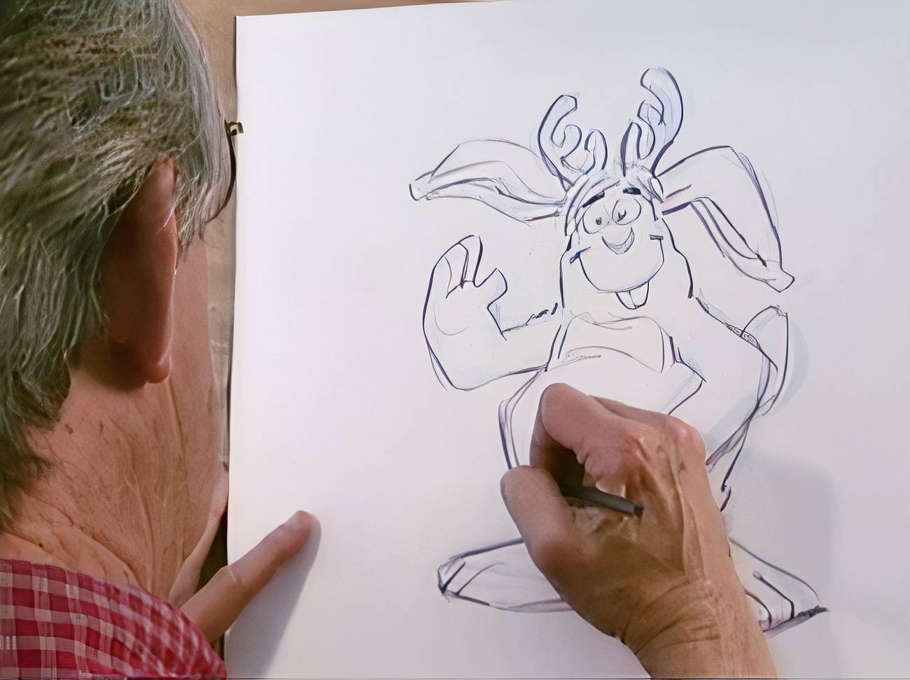 Bud Luckey sketching the Jackalope from the short film Boundin'
