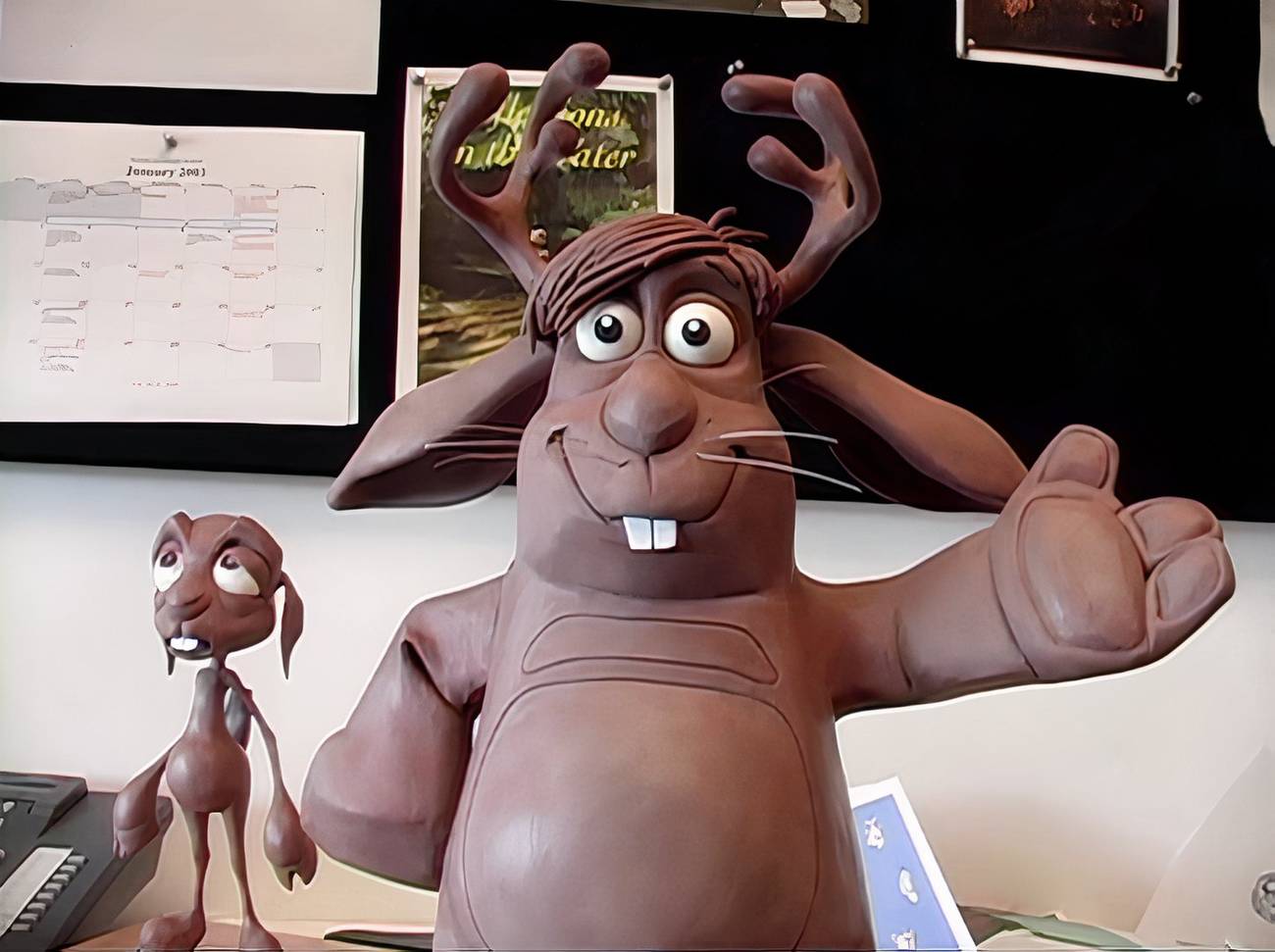 Sculptures of the lamb and jackalope from Pixar's Boundin', from a special feature on the Incredibles DVD