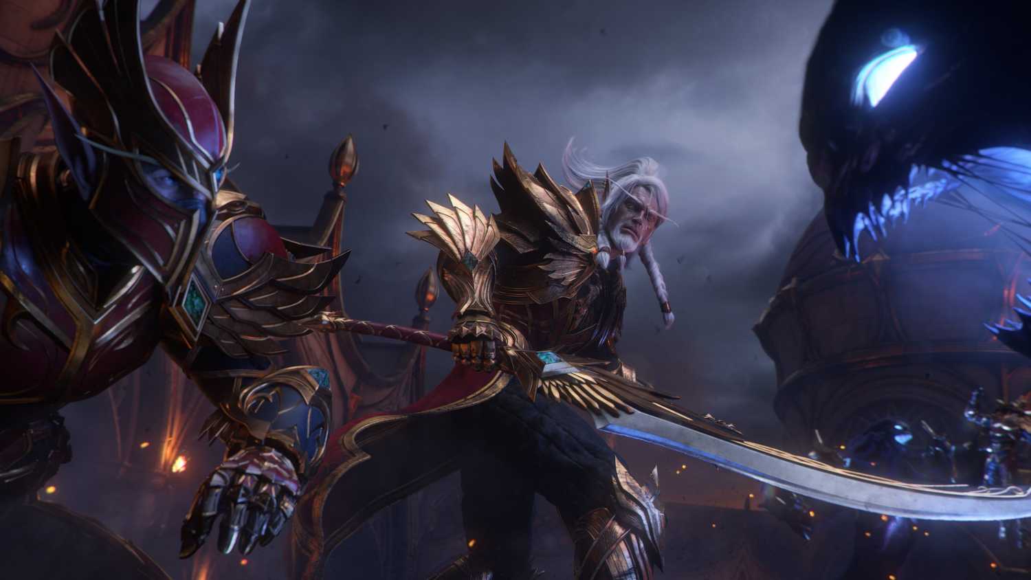 Two blood elf paladins fight a void monster in World of Warcraft: Midnight