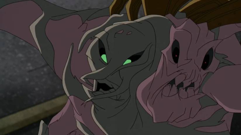 Two animated series versions of Clayface merging and tearing apart