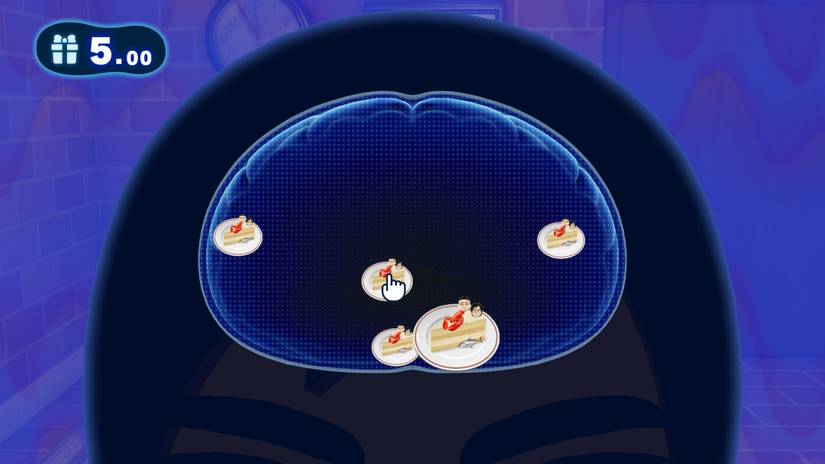 Un cerebro lleno de "pastel de langosta" en Tomodachi Life: Viviendo el sueño.