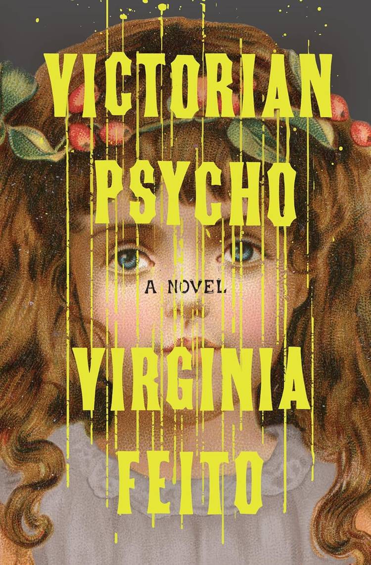 A book cover depiction a pretty doll with long brown painted over with yellow paint