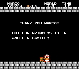 Toad tells Mario the princess is in another castle