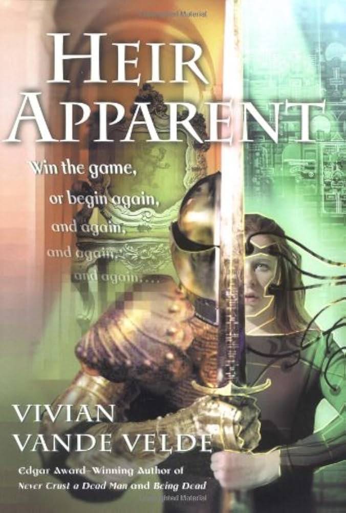 A book cover depicting a young woman who is half dressed in medieval armor and half hooked up to computer wires