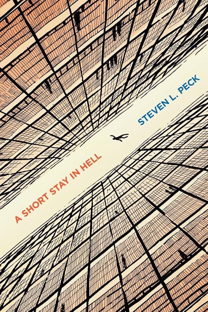 Book cover showing a man lost in a vast library