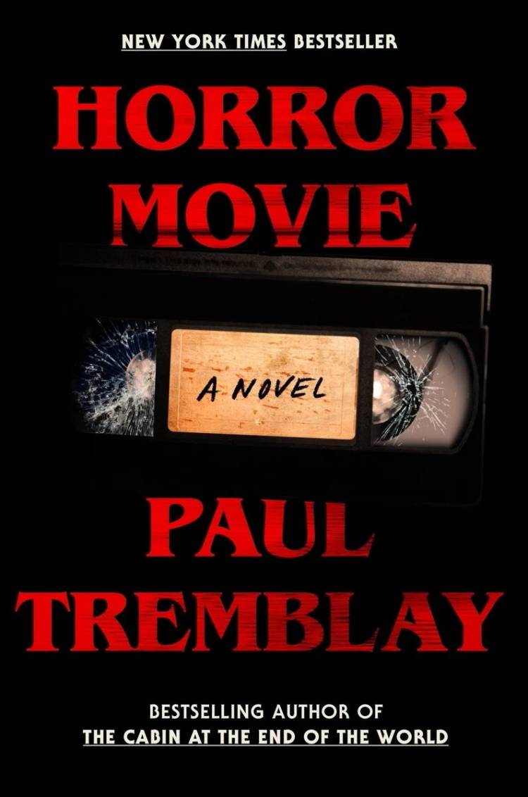 The book cover of Paul Tremblay's Horror Movie, depicting a cracked VHS tape 