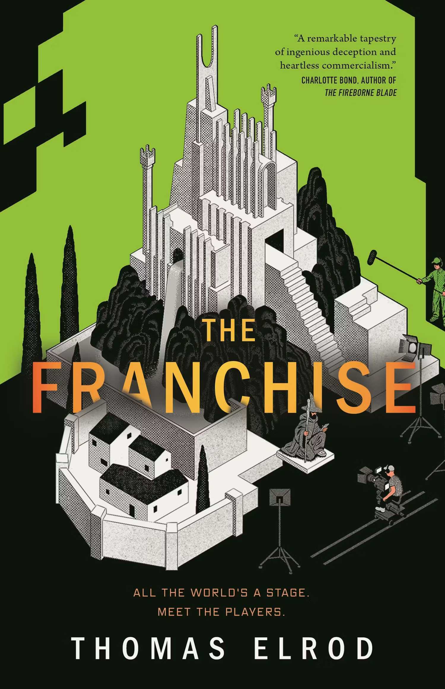 A black and green book cover depicting a castle that is a movie set 