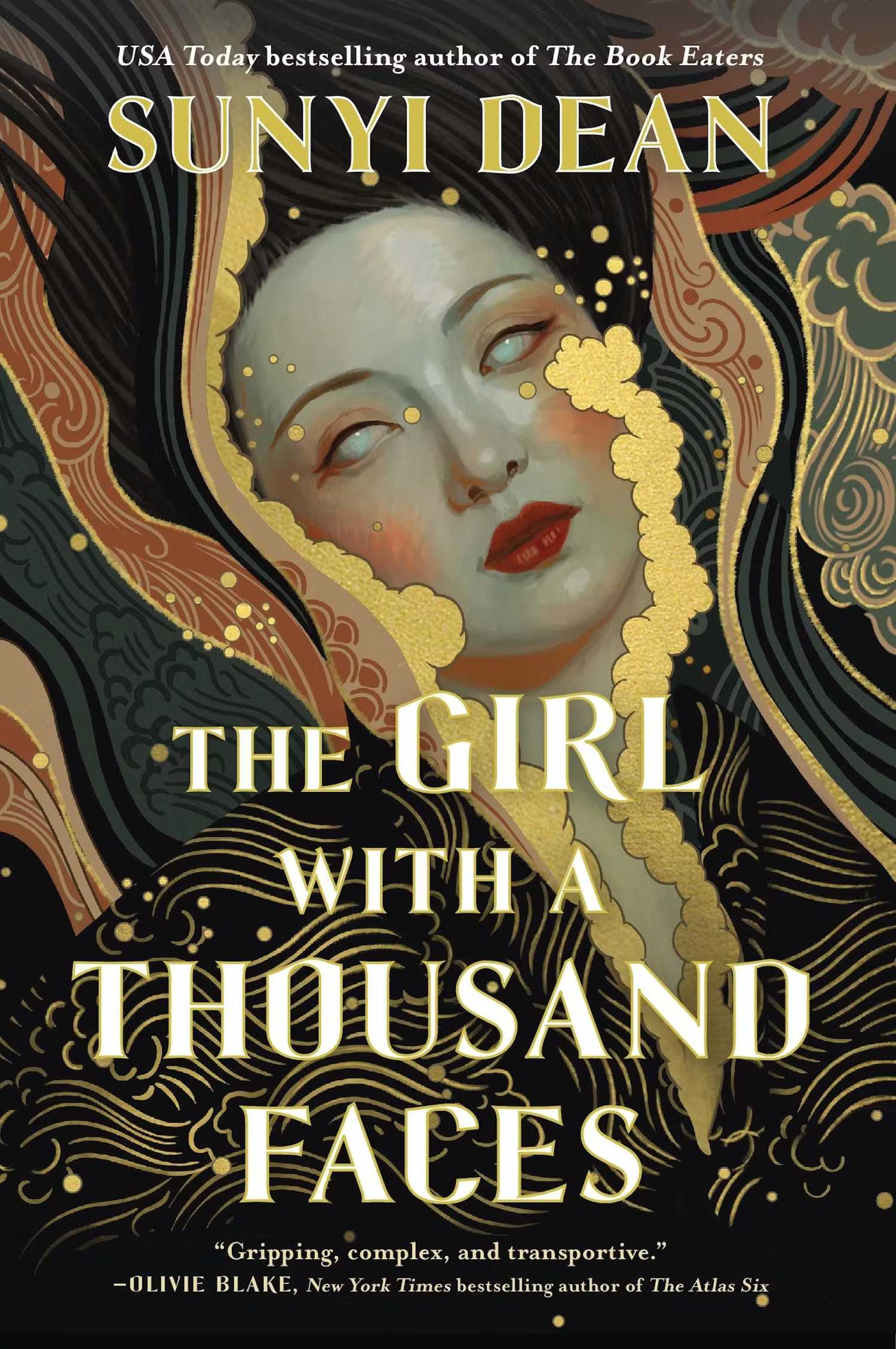 A book cover displaying a beautiful Asian woman's face. Her eyes are white. 