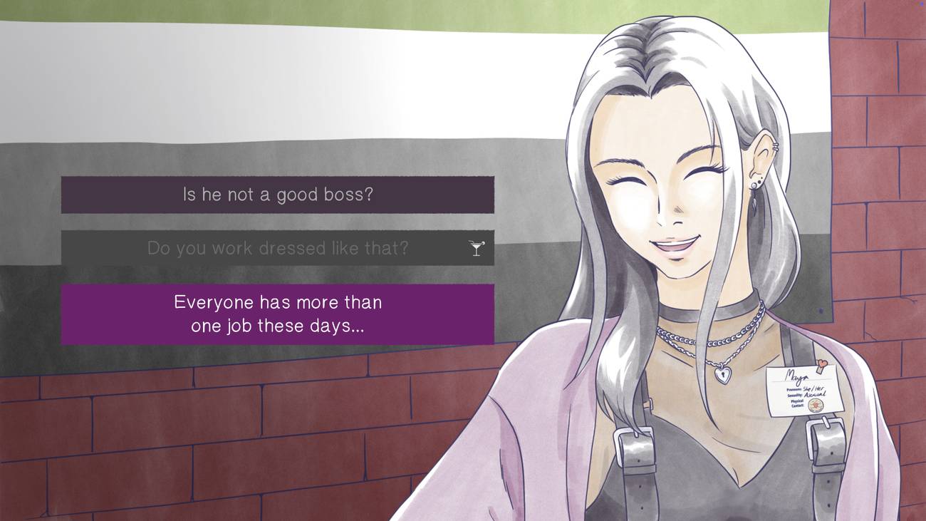 A player talks to Maya in Ace and Aro: Heart to Heart.