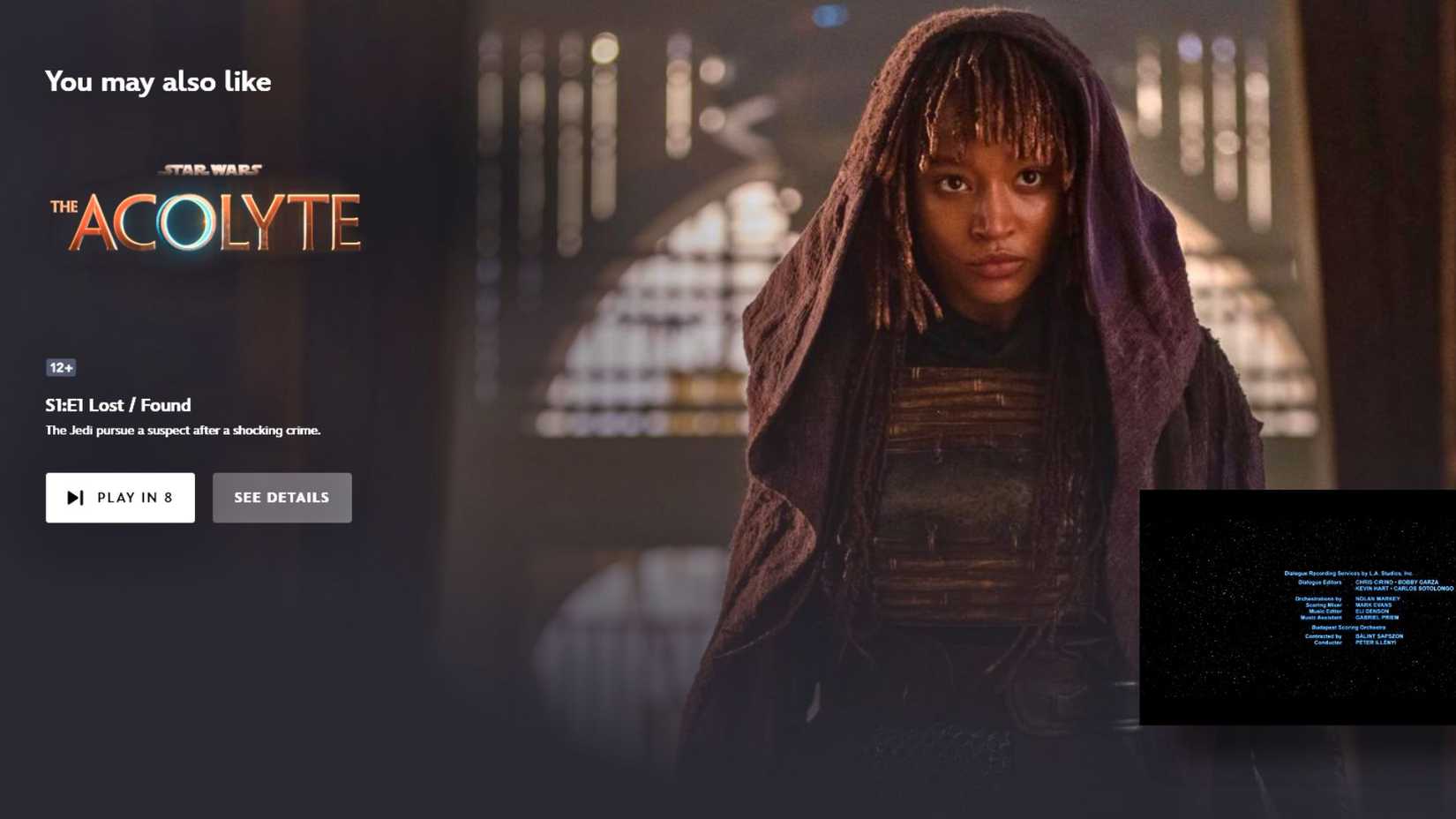 An image of The Acolyte on Disney Plus. 